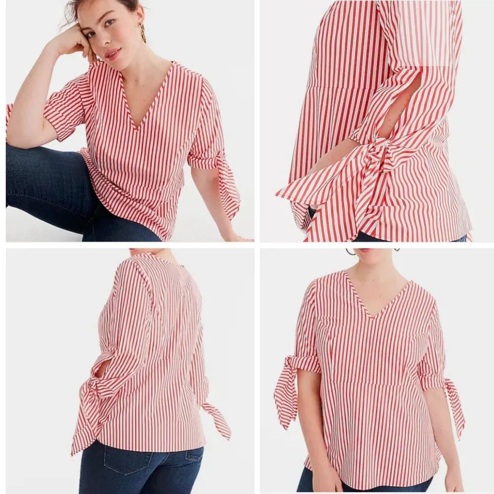 J. Crew x Universal Standart Poplin Striped Shirt Tie Cuffs
